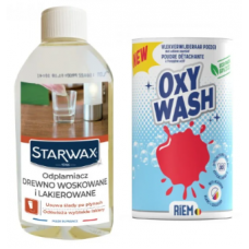 Набір для видалення плям Riem Oxy-Wash 500 г + засіб для виведення плям з меблів Starwax 250 мл
