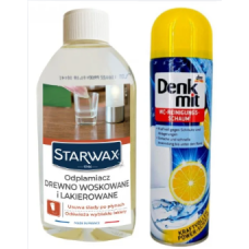 Набір для очищення унітазу та меблів Denkmit WC Reinigungsschaum Zitrone 500 мл + засіб для виведення плям з меблів Starwax 250 мл