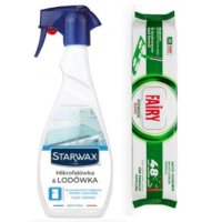 Набір для прибирання Fairy вологі серветки для підлоги 50 шт + засіб для мікрохвильової печі та холодильника Starwax 500 мл