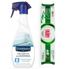 Набір для прибирання Fairy вологі серветки для підлоги 50 шт + засіб для мікрохвильової печі та холодильника Starwax 500 мл