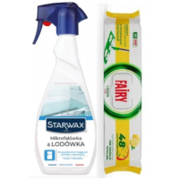 Набір для прибирання Fairy вологі серветки для підлоги 50 шт + засіб для мікрохвильової печі та холодильника Starwax 500 мл