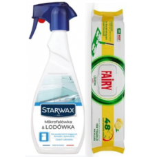 Набір для прибирання Fairy вологі серветки для підлоги 50 шт + засіб для мікрохвильової печі та холодильника Starwax 500 мл