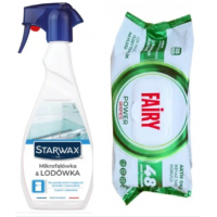 Набір для прибирання Fairy вологі серветки універсальні 100 шт + засіб для мікрохвильової печі та холодильника Starwax 500 мл