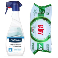 Набір для прибирання Fairy вологі серветки універсальні 100 шт + засіб для мікрохвильової печі та холодильника Starwax 500 мл