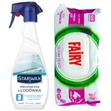 Набір для прибирання Fairy вологі серветки універсальні 100 шт + засіб для мікрохвильової печі та холодильника Starwax 500 мл