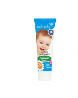 Зубна дитяча паста для прорізування зубів зі смаком яблуко-м'ята  BRUSH-BABY Teething Toothpaste