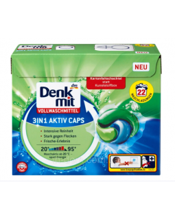 Denkmit Vollwaschmittel 3in1 Aktiv Caps капсули для прання білої білизни 3 в 1 22 шт.