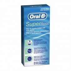 ORAL-B SuperFloss 60см x 50шт. - зубная нить с тонкой губкой для чистки мостов, брекетов