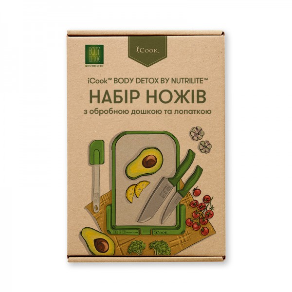Набор ножей с разделочной доской и лопаткой iCook Body Detox