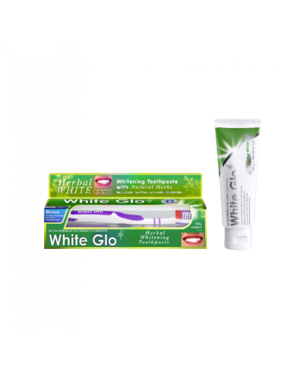 Відбілююча трав'яна зубна паста з мінералами + зубна щітка WHITE GLO Herbal Whitening