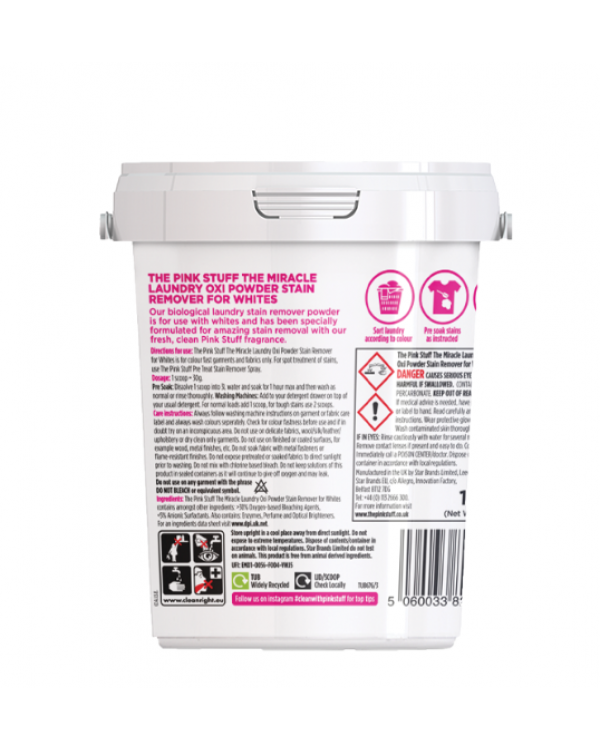 Пятновыводитель для белого белья The Pink Stuff Oxi Powder Stain Remover Whites 1кг.