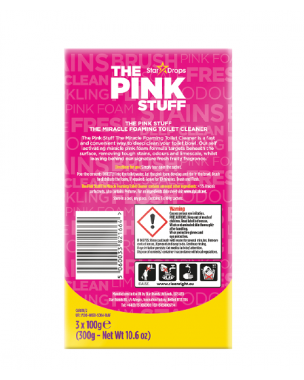 Пена для очистки унитаза The Pink Stuff. Пенный порошок Foaming Toilet Cleaner 300г.