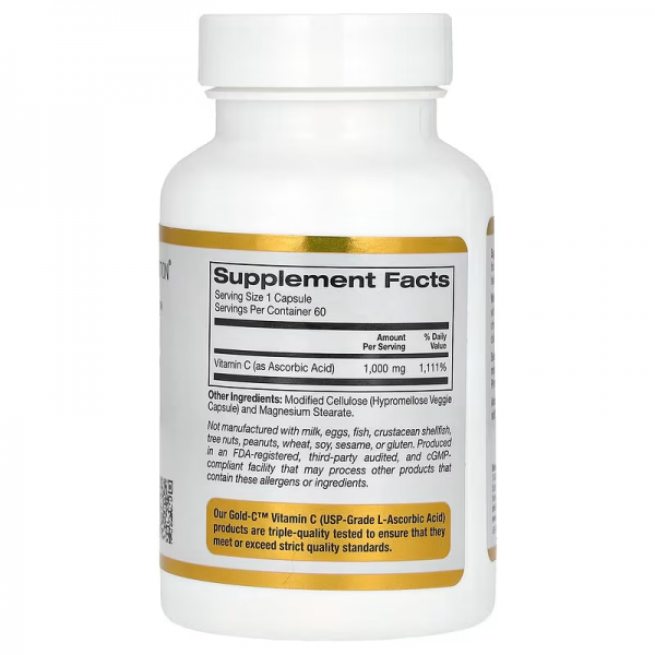 California Gold Nutrition, Gold C, витамин С, 1000 мг, 60 вегетарианских капсул