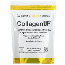 California Gold Nutrition, CollagenUP, пептиды гидролизованного морского коллагена с гиалуроновой кислотой и витамином C, без добавок, 206 г