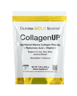 California Gold Nutrition, CollagenUP, пептиды гидролизованного морского коллагена с гиалуроновой кислотой и витамином C, без добавок, 206 г