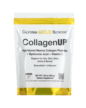 California Gold Nutrition, CollagenUP, пептиды гидролизованного морского коллагена с гиалуроновой кислотой и витамином C, без добавок, 206 г