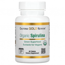 California Gold Nutrition, органічна спіруліна, 1500 мг, 60 таблеток (500 мг у таблетці)