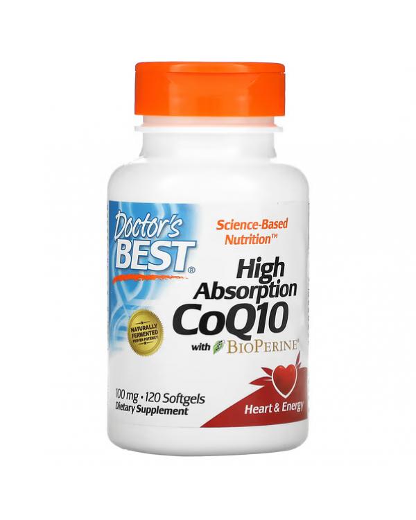 Doctor's Best, коензим Q10 з високим ступенем всмоктування та BioPerine, 100 мг, 120 капсул