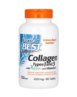 Doctor's Best, Коллаген типов 1 и 3 с пептаном и витамином С, 1000 мг, 180 таблеток
