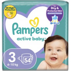 Детские подгузники Pampers Active Baby Midi 3 (6–10 кг), Эконом, 54 шт