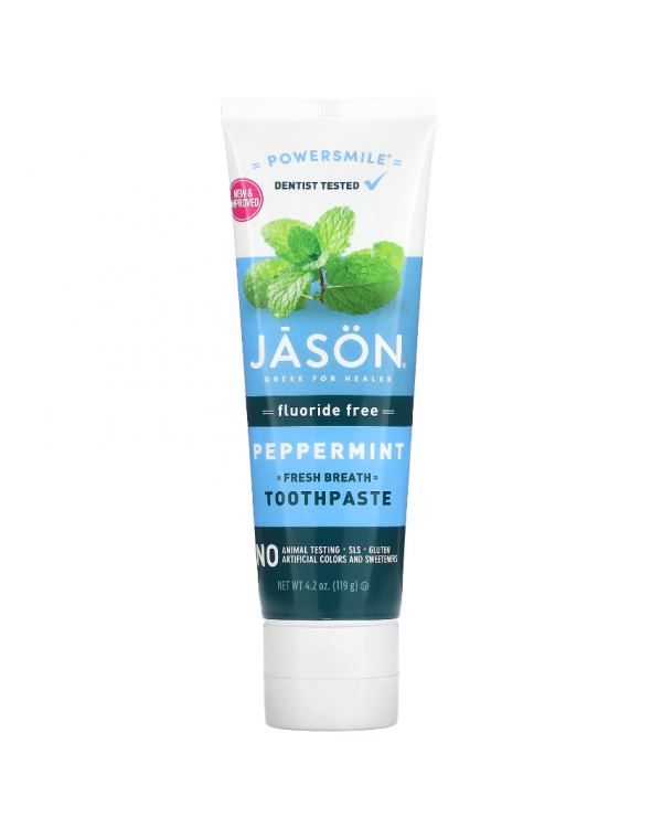 Jason Natural, Powersmile, зубная паста для свежего дыхания, без фтора, перечная мята, 119 г