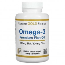 California Gold Nutrition, рыбий жир премиального качества из омега-3, 100 капсул из рыбьего желатина