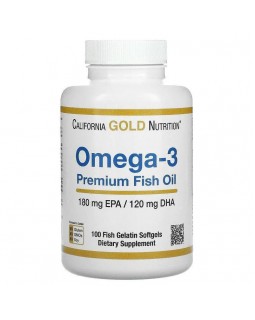 California Gold Nutrition, риб’ячий жир преміальної якості з омега-3, 100 капсул із риб’ячого желатину