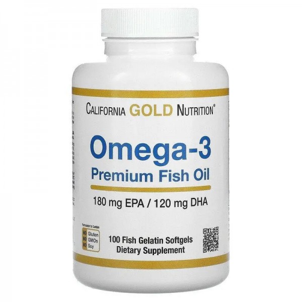 California Gold Nutrition, рыбий жир премиального качества из омега-3, 100 капсул из рыбьего желатина