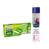 Набір для прибирання підлоги та килимів Swiffer стартовий набір швабри + експрес-пінка для чищення килимів Starwax 600 мл