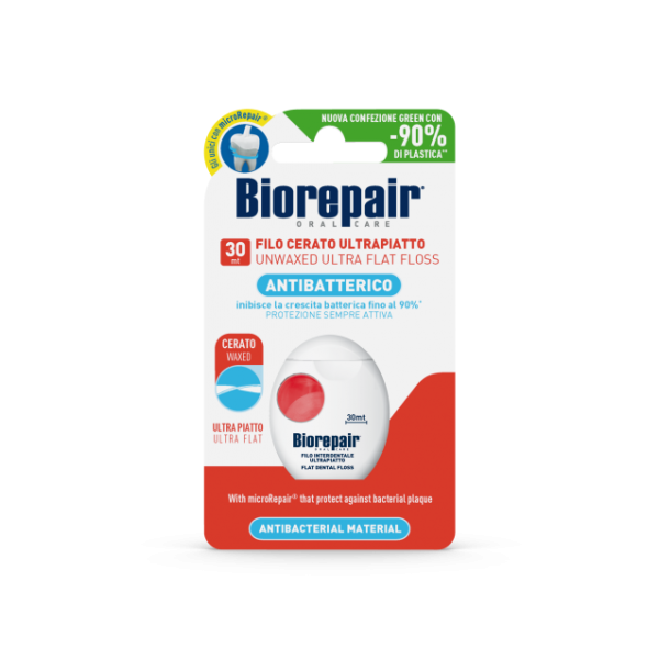 Зубна стрічка-флос “Позбавлення чутливості” з гідроксиапатитом та цинком PCA, BIOREPAIR  30 м