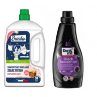 Набір для прання Denkmit Black Sensation гель 1 л + концентрат для прання Briochin сіре мило 2,27 л