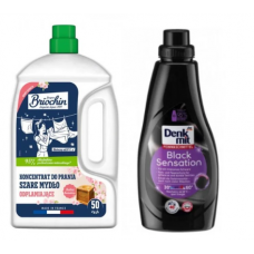 Набір для прання Denkmit Black Sensation гель 1 л + концентрат для прання Briochin сіре мило 2,27 л