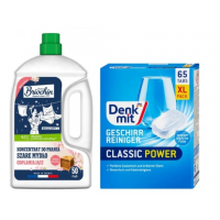 Набір для посудомийної машини Denkmit Classic таблетки 65 шт + концентрат для прання Briochin сіре мило 2,27 л