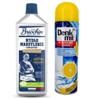 Набір для очищення санвузла Denkmit WC Reinigungsschaum Zitrone піна 500 мл + марсельське мило-концентрат Briochin 1 л