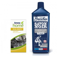 Набір для очищення посуду Amway Dish Drops Scrub Buds губки 4 шт + концентрат сірого мила Briochin 1 л