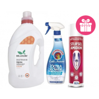 Гель для прання DeLaMark Color 4 л + плямовивідник універсальний Chante Clair Extra Power Colli & Polsini 500 мл + спрей для прасування Riem Amidon Forte 400 мл В ПОДАРУНОК