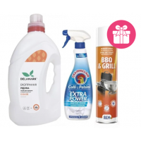 Гель для прання DeLaMark Color 4 л + плямовивідник універсальний Chante Clair Extra Power Colli & Polsini 500 мл + спрей для чищення барбекю та грилів Riem 400 мл В ПОДАРОУНОК