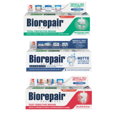 Зубна паста Biorepair Oralcare Total Protective Repair 75 мл + зубна паста Biorepair Night Intensive Repair 75 мл + зубна паста Biorepair Oralcare Fast Sensitive Repair 75 мл