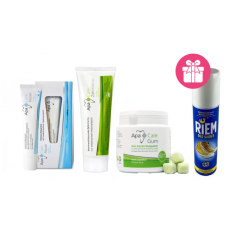 Зубний гель ApaCare Repair 30 мл + зубна паста ApaCare Remineralizing 75 мл + жувальна гумка ApaCare Gum 45 шт + дезодорант для взуття Riem Deo Shoes 100 мл В ПОДАРУНОК