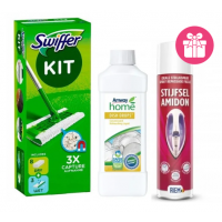 Набір для прибирання Swiffer Starter Kit + засіб для миття посуду Amway Dish Drops 1 л + спрей для прасування Riem Amidon Forte 400 мл