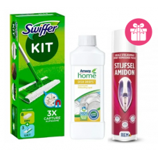 Набір для прибирання Swiffer Starter Kit + засіб для миття посуду Amway Dish Drops 1 л + спрей для прасування Riem Amidon Forte 400 мл