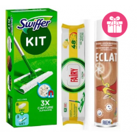 Набір для прибирання Swiffer Starter Kit + вологі серветки для підлоги Fairy Цитрус 50 шт + спрей для меблів Riem 300 мл В ПОДАРУНОК