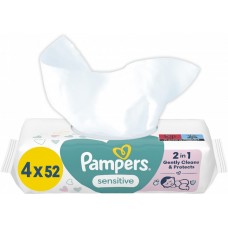 Вологі серветки Pampers Sensitive 4×52 шт