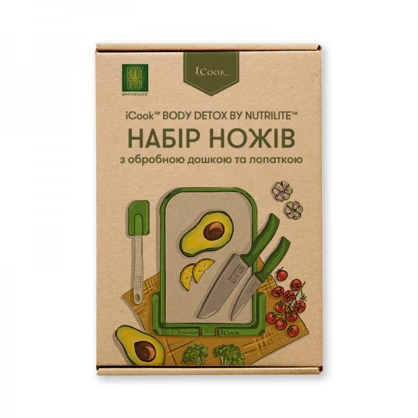 Набір ножів з обробною дошкою та лопаткою iCook Body Detox