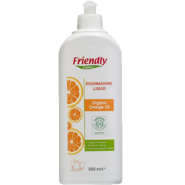 Friendly Organic – Органічний засіб для миття посуду з апельсиновою олією, 500 мл
