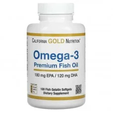 California Gold Nutrition, риб’ячий жир преміальної якості з омега-3, 100 капсул із риб’ячого желатину