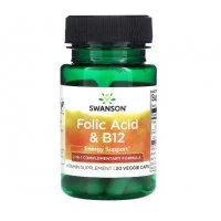  Фолієва кислота і вітамін B12 Swanson, 30 шт