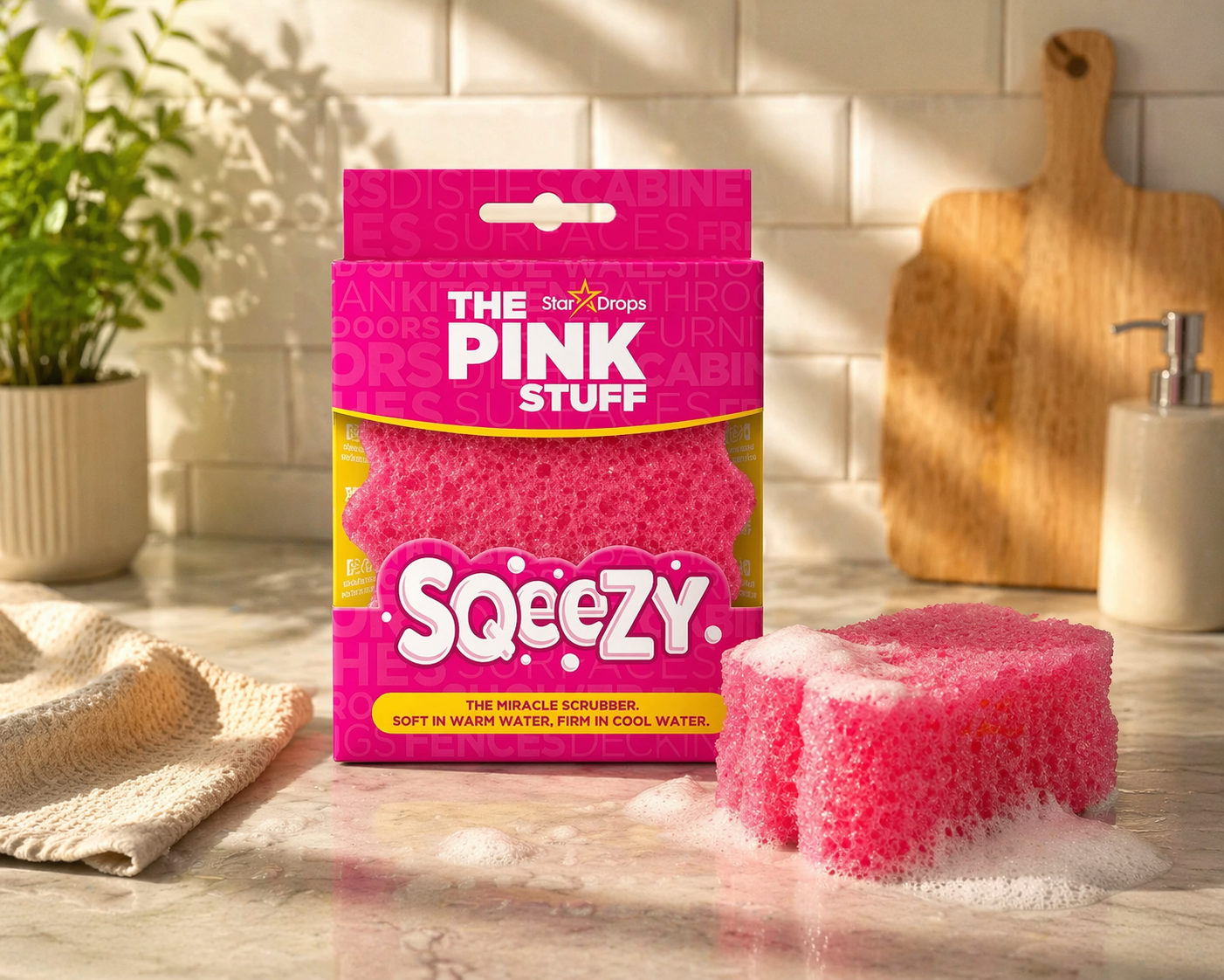 губка для мытья посуды без царапин the pink stuff