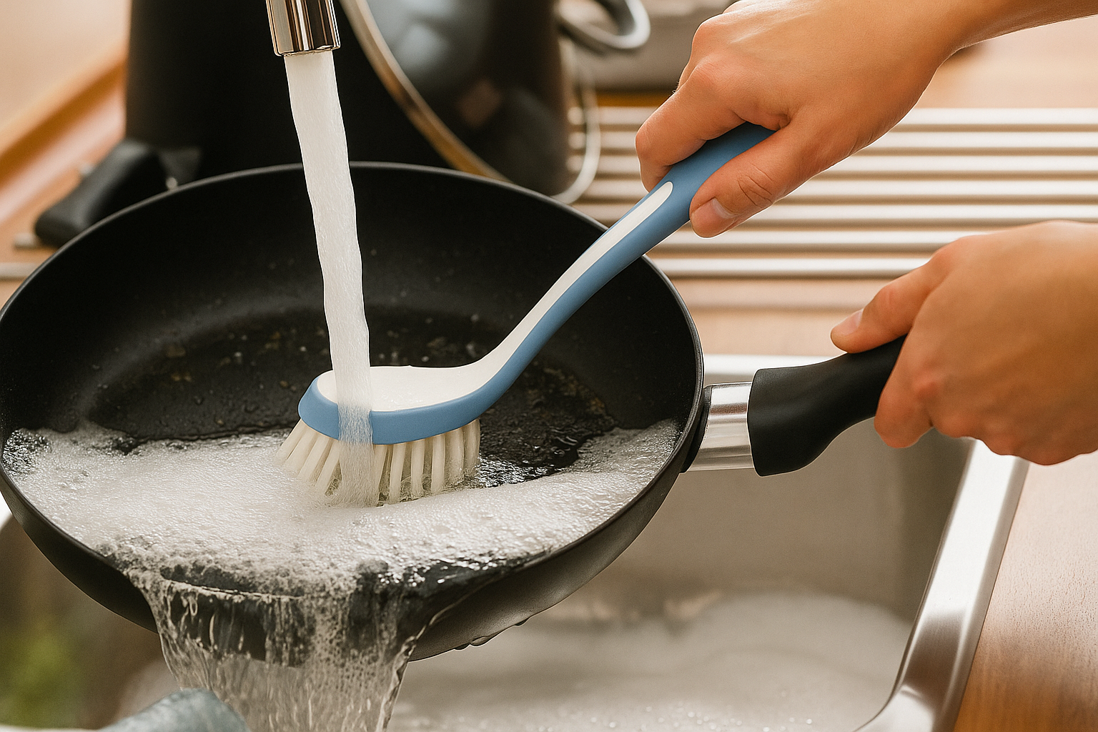 как удалить нагар с эмалированной посуды